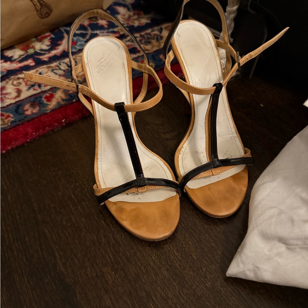 Maison Martin Margiela Tan and Black Strappy Sandals